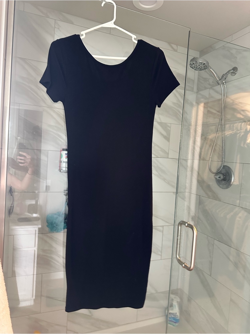 Pinkblush Black Midi Short-Sleeve Bodycon Dress